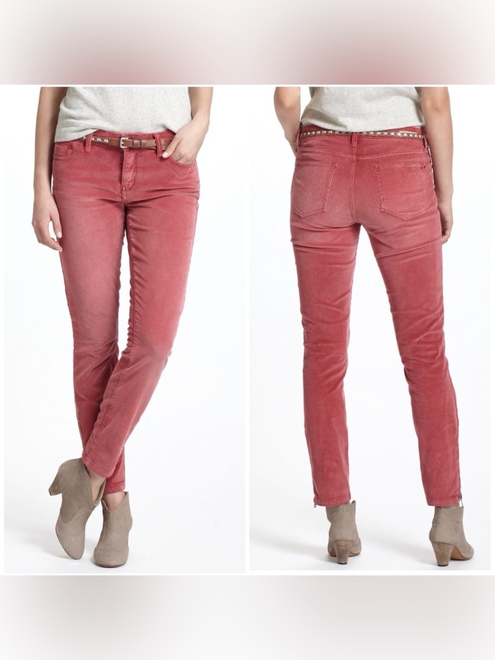 Anthropologie Pilcro Ribbed Corduroy Pink Slim Boyfriend Crop Pants, Size 30
